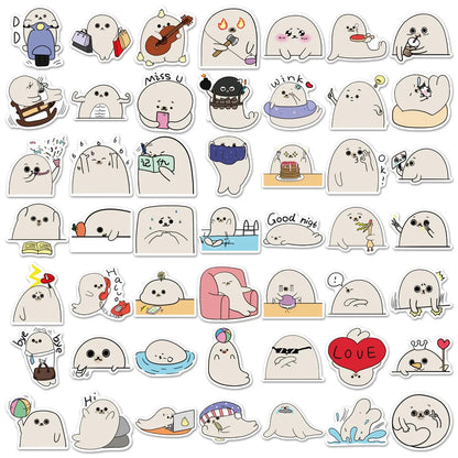50PCS Cartoon Cute Little Silly Leopard Personality Creative Sticker Desk Computer Motorcycle Waterproof Sticker