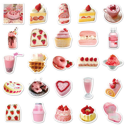50PCS Cake & Dessert Stickers - Sweet Food Decals for Planners, Water Bottles, Baking Journals & Food Lover Gifts