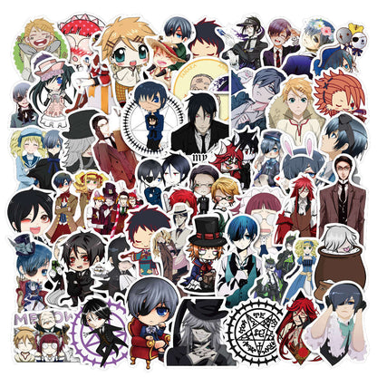 50PCS Black Butler Inspired Stickers, Gothic Butler & Demon Cartoon Doodles for Anime Fans and Journals