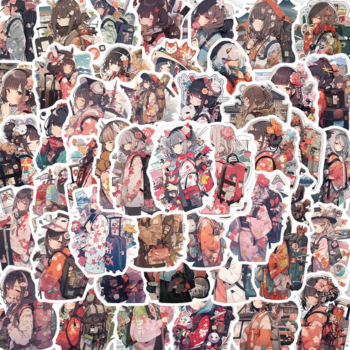 50PCS Popular Japanese Girl Sticker Pack Skateboard Guitar Decoration DIY Cup Helmet Waterproof Graffiti Decal