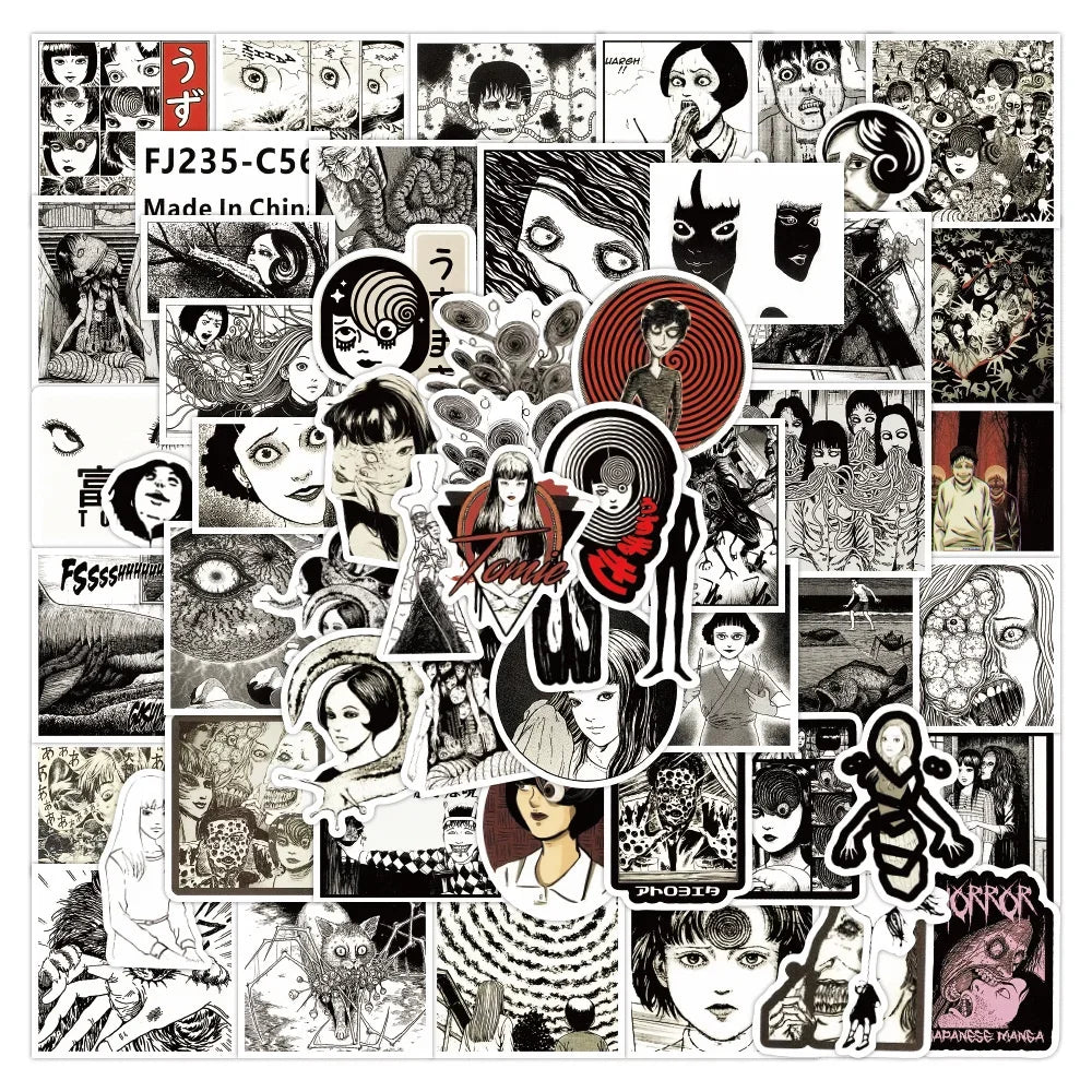 50PCS Japanese Comics Tomoe Ito Junji Graffiti Stickers Waterproof Luggage Laptop Scooter Stickers