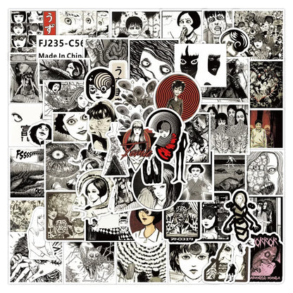 50PCS Japanese Comics Tomoe Ito Junji Graffiti Stickers Waterproof Luggage Laptop Scooter Stickers