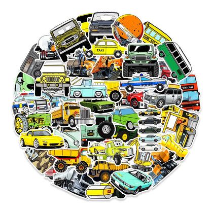 50PCS Cartoon Car Stickers Transportation Graffiti Motorcycle iPad  DIY Wall Stickers Toys Waterproof Decoration