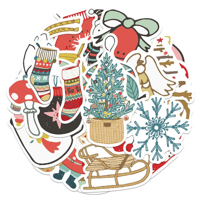 27 pieces of Christmas cute cartoon graffiti stickers, personalized, fashionable, creative and exquisite DIY decorative stickers, toys, refrigerators, skateboards, helmets, water cups, guitars and popular stickers