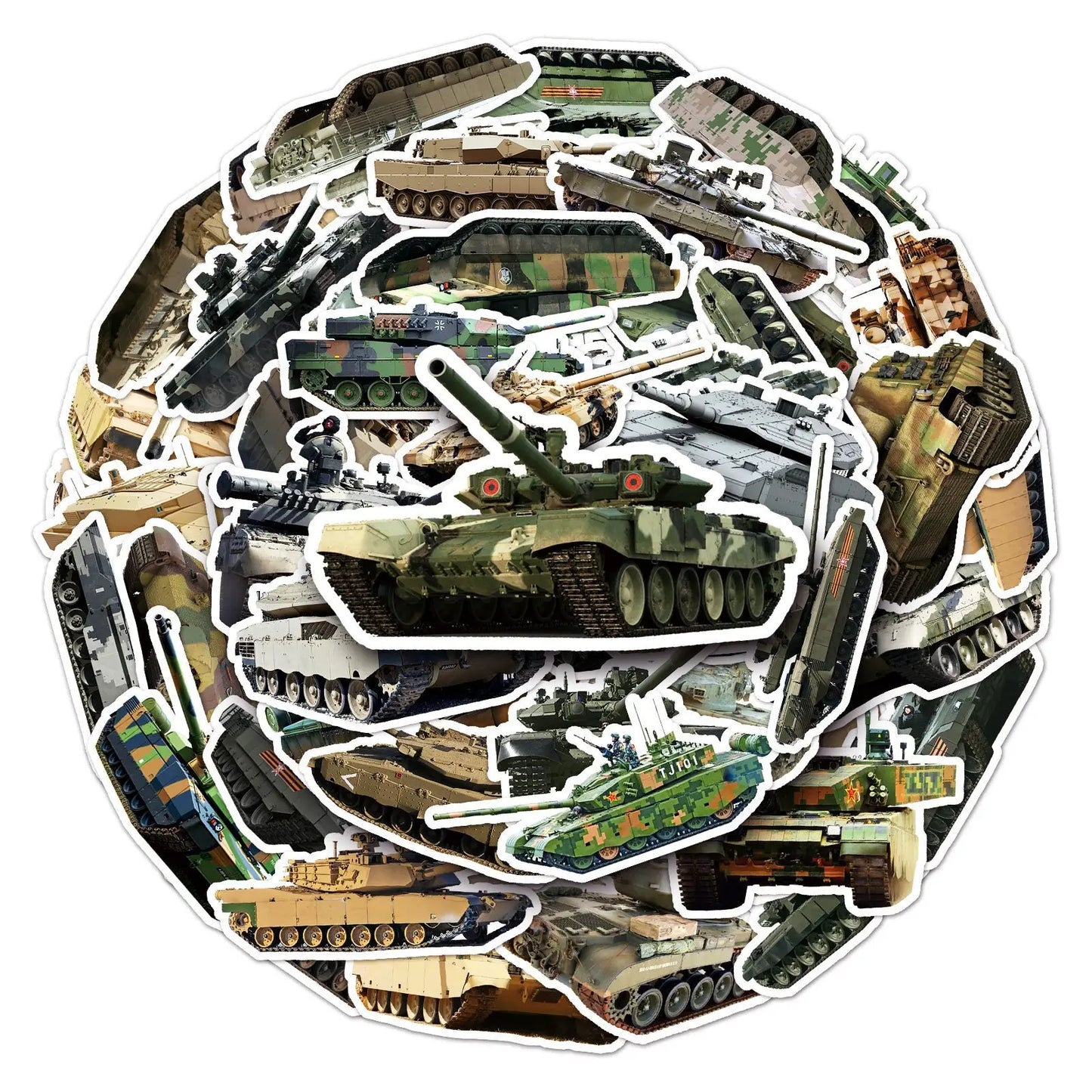 50PCS Cartoon Tank Sticker Graffiti iPad Luggage Helmet Laptop  Guitar Computer Pattern Scrapbook Toy Decoration