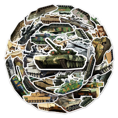 50PCS Cartoon Tank Sticker Graffiti iPad Luggage Helmet Laptop  Guitar Computer Pattern Scrapbook Toy Decoration