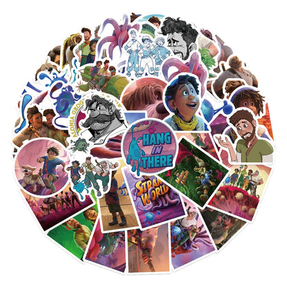 50 pieces of Strange World cartoon graffiti stickers, personalized, fashionable and creative DIY exquisite and trendy decorative stickers, refrigerator, skateboard, mug, helmet, guitar, popular sticker toys