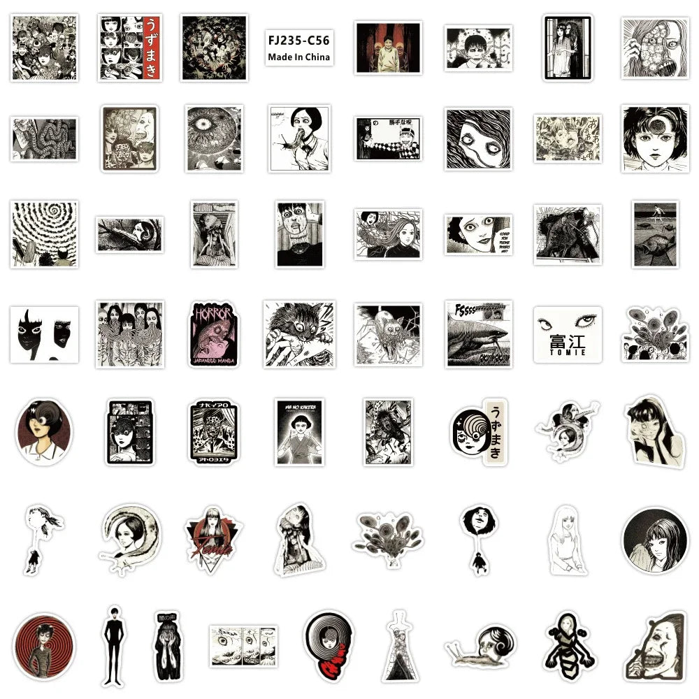 50PCS Japanese Comics Tomoe Ito Junji Graffiti Stickers Waterproof Luggage Laptop Scooter Stickers