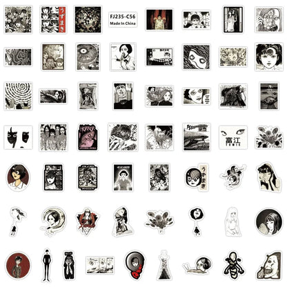 50PCS Japanese Comics Tomoe Ito Junji Graffiti Stickers Waterproof Luggage Laptop Scooter Stickers