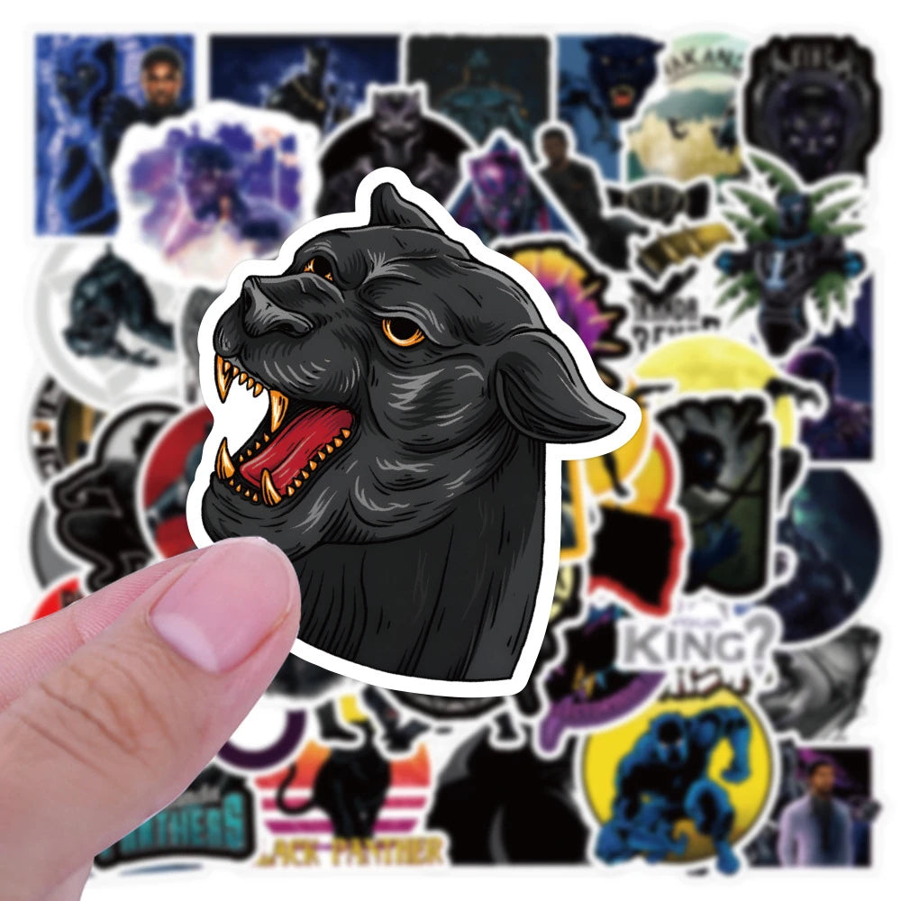 50PCS cartoon animal black panther graffiti stickers, personalized, fashionable and creative DIY trend decorative stickers, bicycles, scooters, helmets, laptops, popular and exquisite decal toys