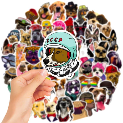 50PCS Dog Graffiti Waterproof Sticker Cartoon Cute Pet Creative Trend Personalized Decoration DIY Guitar Suitcase