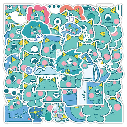 60PCS Cartoon Cute Blue Little Monster Graffiti Stickers Personalized Creative DIY Decorative Stickers Laptop Motorcycle Guitar Decals Popular Toys