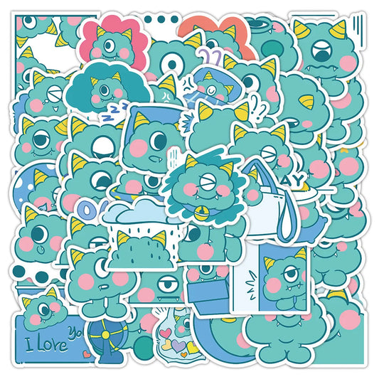 60PCS Cartoon Cute Blue Little Monster Graffiti Stickers Personalized Creative DIY Decorative Stickers Laptop Motorcycle Guitar Decals Popular Toys