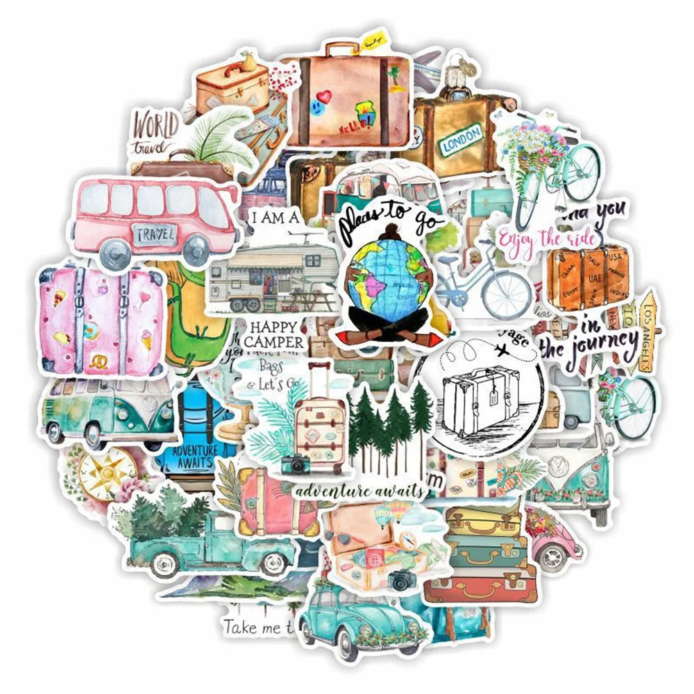 50PCS Cartoon Travel Forest Sticker Graffiti Luggage Laptop Helmet Car Computer Pattern Scrapbook Toy Decoration