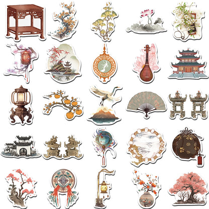 50PCS Literary Archaeology Stickers - Scriptorial Relic Decals for Textual Stratigraphy Maps, Bibliographic Memory Excavation & Paleographic Aesthetic Projects
