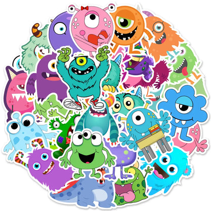 50PCS Cartoon Cute Bacteria Monster Sticker Decals Luggage Travel Skateboard Laptop Phone Water Cup Ipad Sticker