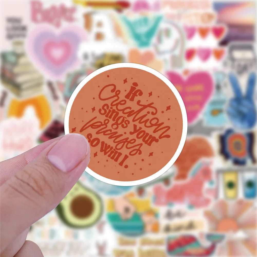 50PCS   CartoonSmall Fresh Graffiti Waterproof Sticker Personalized Creative Decoration Skateboard Cup Guitar