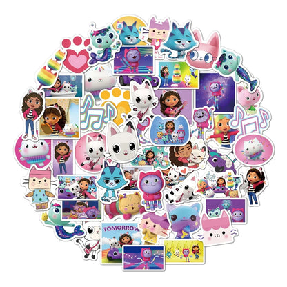 50PCS Gaby's Dollhouse Sticker Animation Waterproof Diy Graffiti Water Cup Notebook Luggage Sticker Painting
