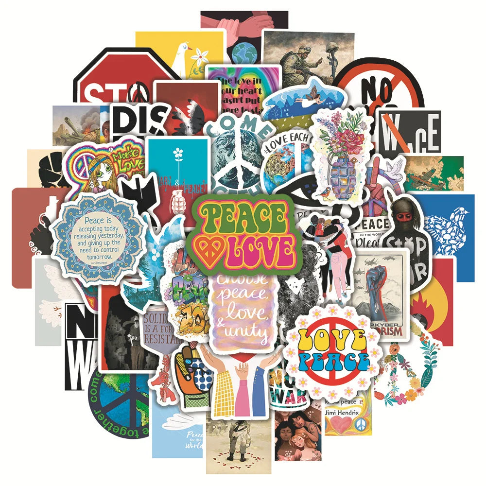50PCS Love and Peace Cartoon Sticker Friends Gift Graffiti Scrapbook Skateboard Luggage Laptop Aesthetic Sticker