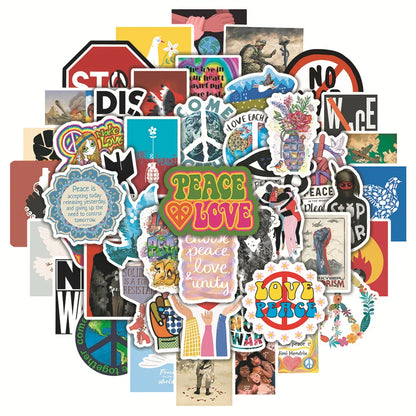 50PCS Love and Peace Cartoon Sticker Friends Gift Graffiti Scrapbook Skateboard Luggage Laptop Aesthetic Sticker