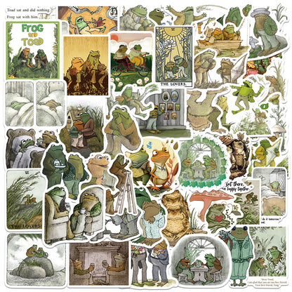 50PCS Classic Cute Frog Doodle Stickers, Cartoon Animal Vinyl Decals for Planners, Laptops, and Kawaii Collections