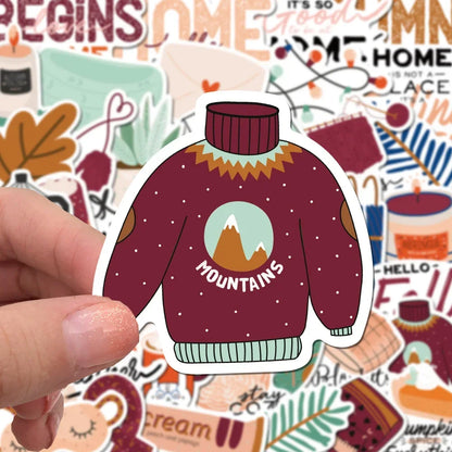 50PCS Autumn Small Fresh Trend Graffiti Waterproof Sticker Decoration Notebook Gift Suitcase iPad Guitar Helmet