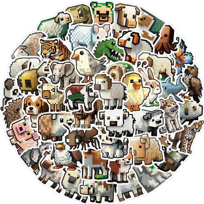 50PCS Cartoon Mosaic Animal Style Sticker Graffiti Animal iPad  Guitar DIY Scrapbook Wall Sticker Toy Decoration