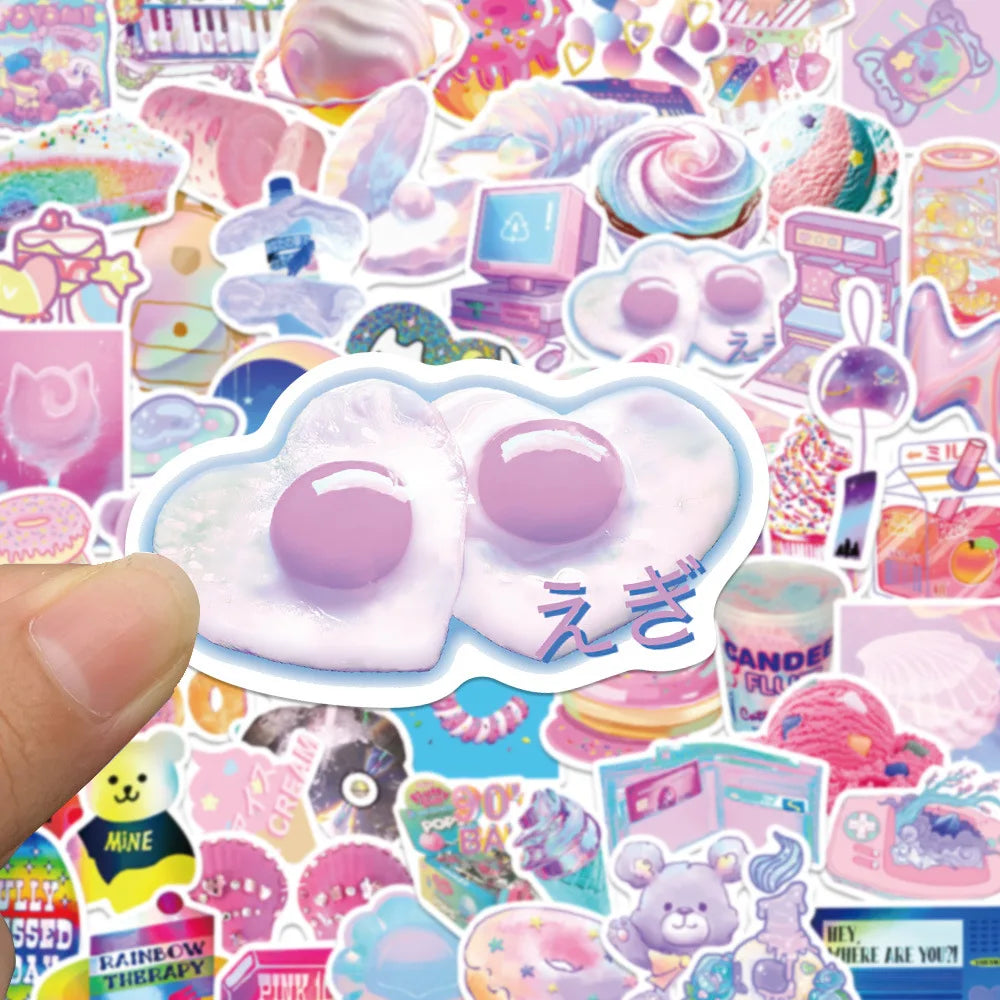 50PCS  NewTrend Korean Vaporwave Laser Graffiti Interior Decoration Handbook DIY Waterproof Sticker Children Toys