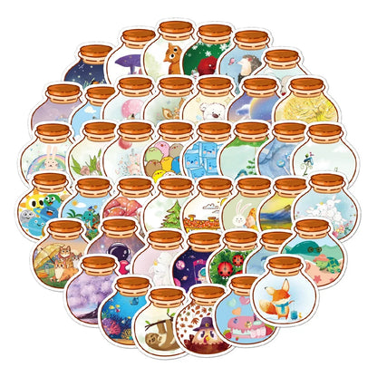 50PCS Cartoon Cute Ins Style Bottle Sticker for Luggage Laptop DIY IPad Bike Stationery Journal Water Cup Helmet