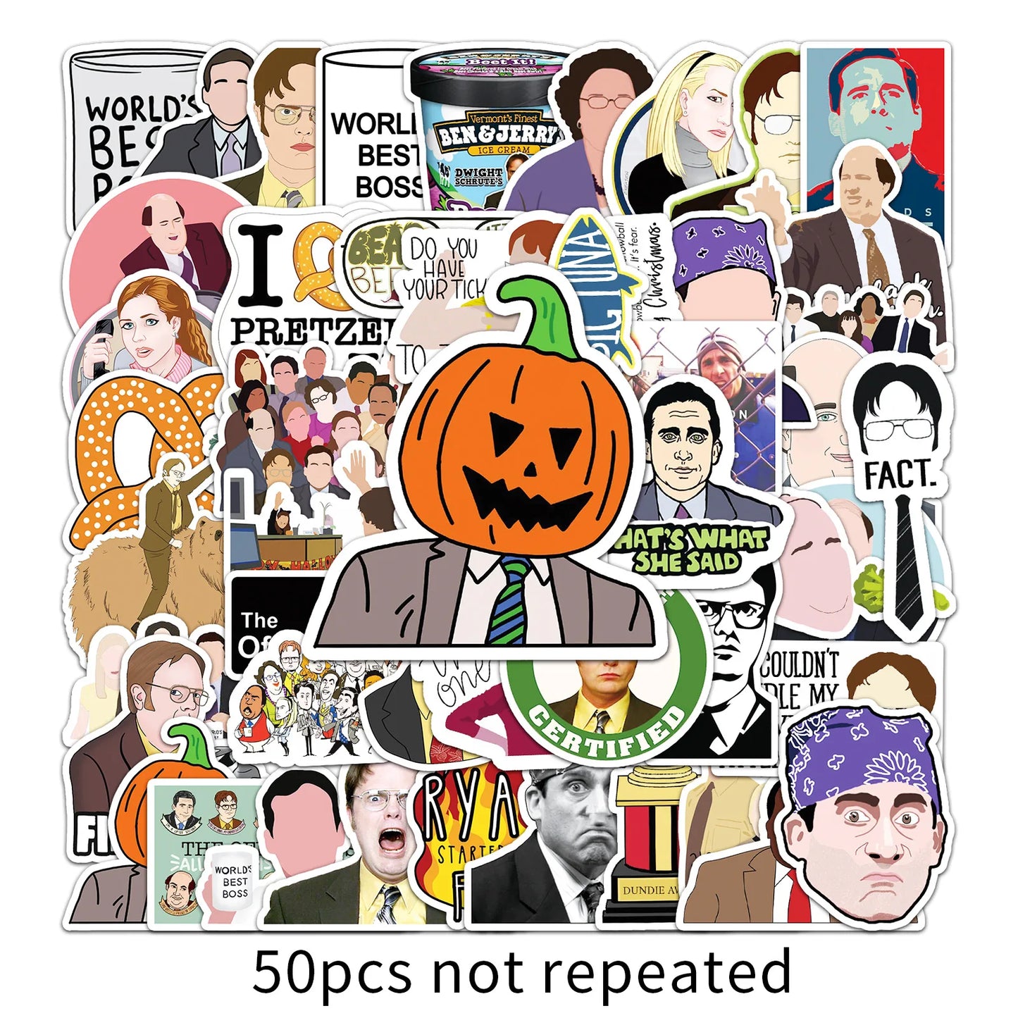 50PCS Cartoon The Office Sticker Graffiti iPad Luggage Computer Guitar DIY Scrapbook Wall Sticker Toy Decoration