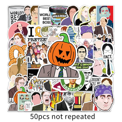 50PCS Cartoon The Office Sticker Graffiti iPad Luggage Computer Guitar DIY Scrapbook Wall Sticker Toy Decoration