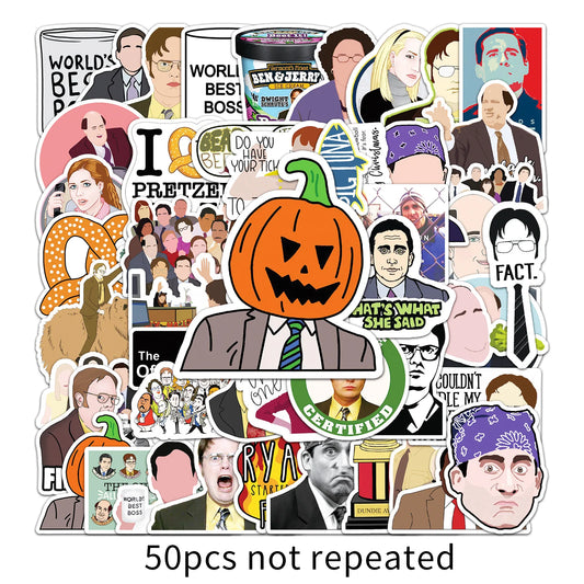 50PCS Cartoon The Office Sticker Graffiti iPad Luggage Computer Guitar DIY Scrapbook Wall Sticker Toy Decoration