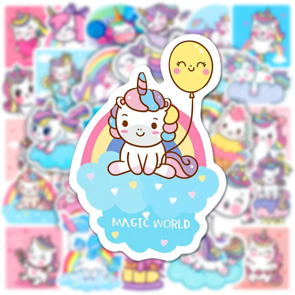 50PCS Cute Unicorn Cartoon Graffiti Sticker Gift Gift Decoration Laptop Waterproof Decal Gift Toy Water CupHelmet