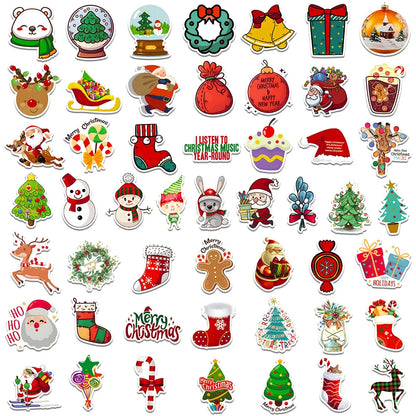 50PCS Trendy Cartoon Animation Christmas Graffiti Helmet Cup DIY PVC Waterproof Graffiti Sticker  personal Toys