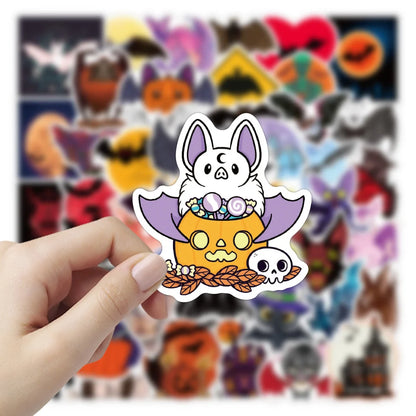 50PCS Cartoon Critters Bat Pumpkin Graffiti Stickers Personality Fashion Creative Trend DIY Exquisite Decorative Decals for Luggage Laptop IPad Diary Popular Toys Stickers