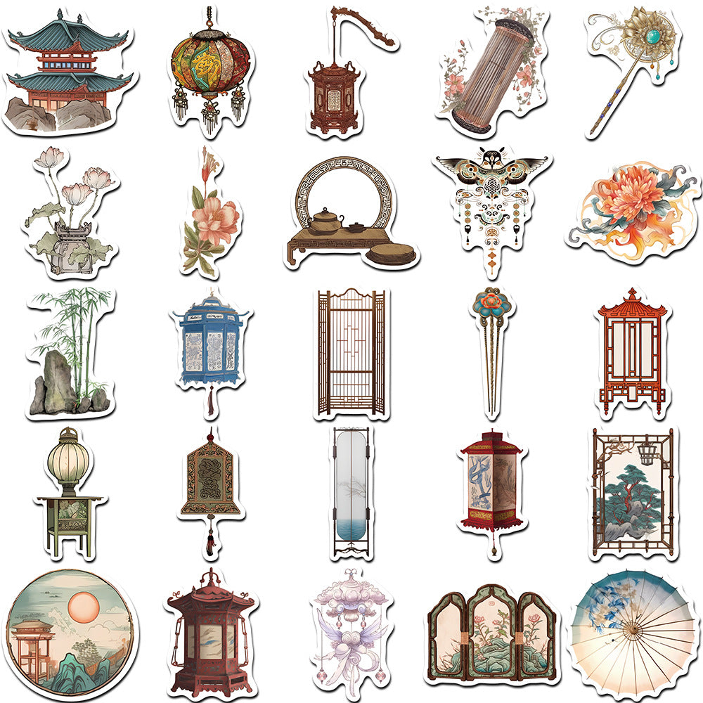 50PCS Literary Archaeology Stickers - Scriptorial Relic Decals for Textual Stratigraphy Maps, Bibliographic Memory Excavation & Paleographic Aesthetic Projects