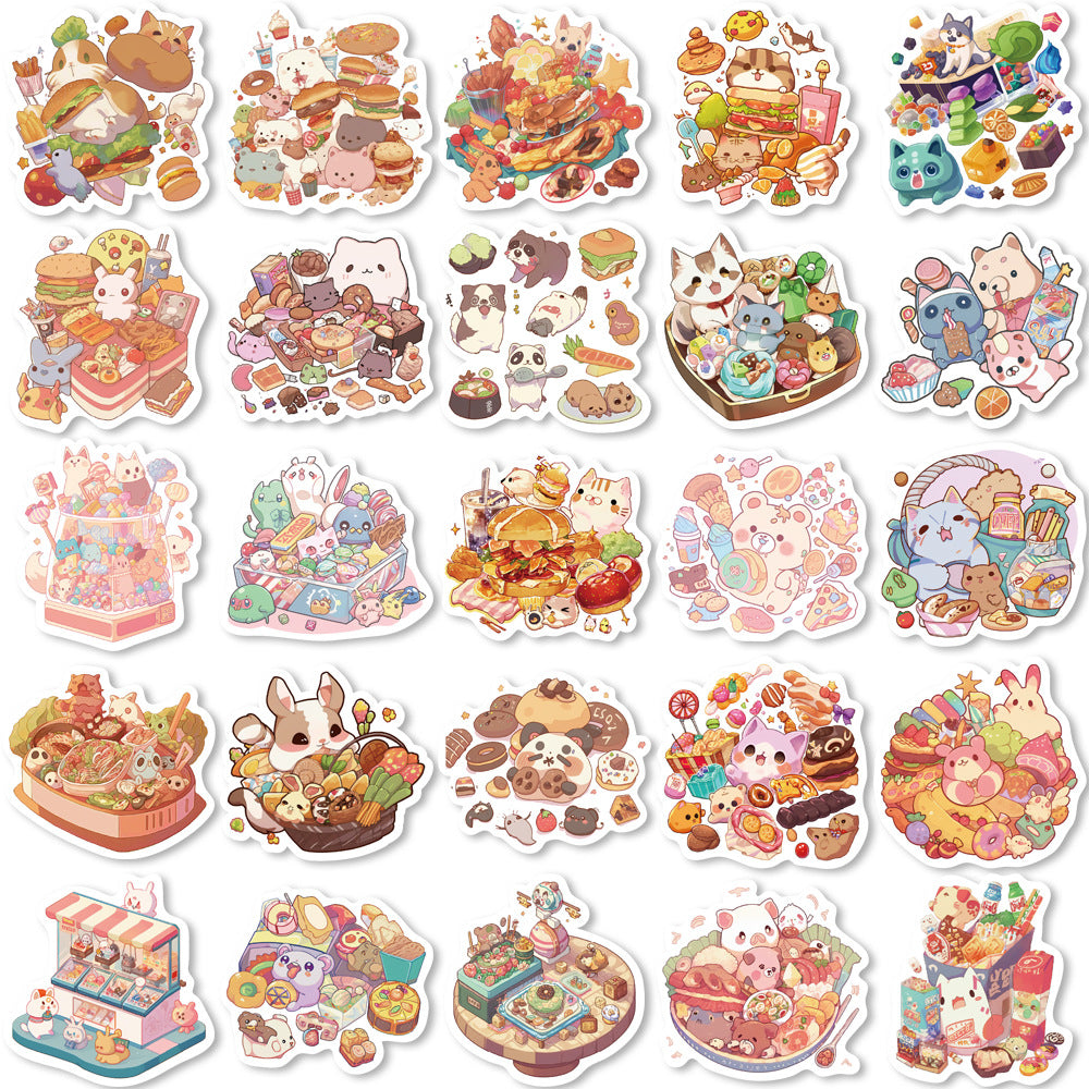 50PCS Food Chain Semiotics Stickers - Culinary Hierarchy Decals for Interspecies Culinary Politics, Carnivore-Herbivore Ethics & Anthropomorphic Diet Maps