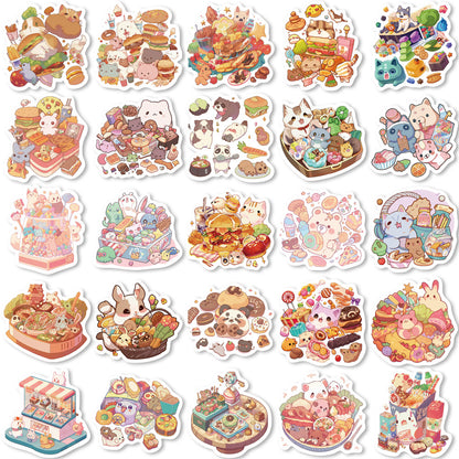 50PCS Food Chain Semiotics Stickers - Culinary Hierarchy Decals for Interspecies Culinary Politics, Carnivore-Herbivore Ethics & Anthropomorphic Diet Maps