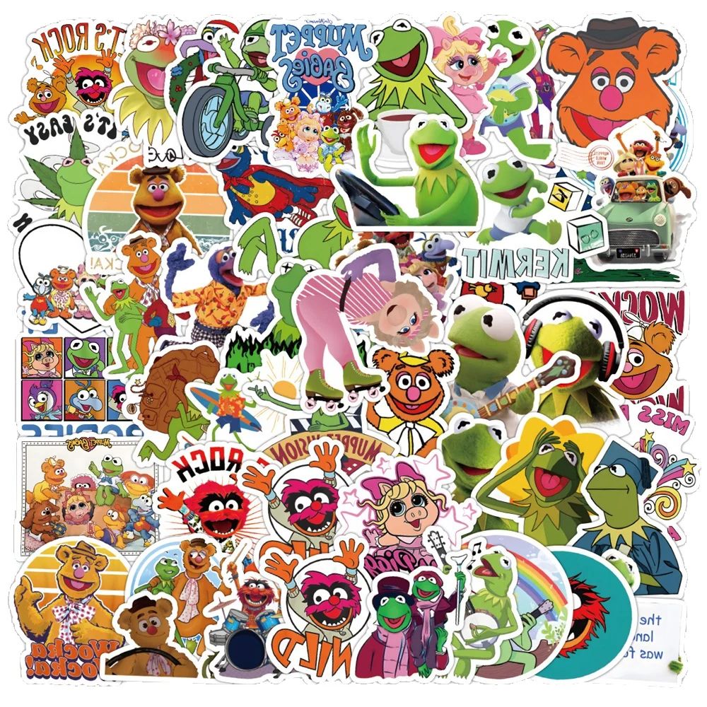 50PCS Giant Cartoon Frog Puppet Doodle Stickers Exquisite Creative Decorative Decals Perfect for Skateboards, Water Bottles, Helmets, and Guitars