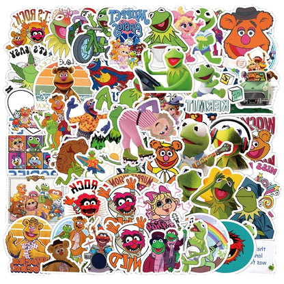 50PCS Giant Cartoon Frog Puppet Doodle Stickers Exquisite Creative Decorative Decals Perfect for Skateboards, Water Bottles, Helmets, and Guitars