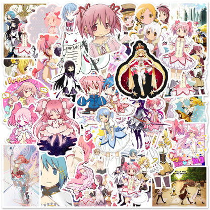 50PCS Magical Girl Transformation Stickers, Cute Anime Doodles of Sparkle, Power, and Friendship for Fans