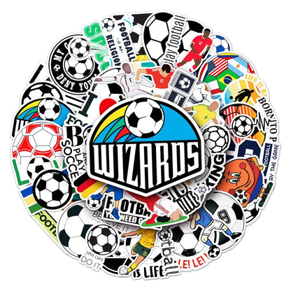 50PCS Football Sports Graffiti Cartoon Stickers Toy Luggage Laptop Car Computer Ipad Gift Skateboard Car Sticker