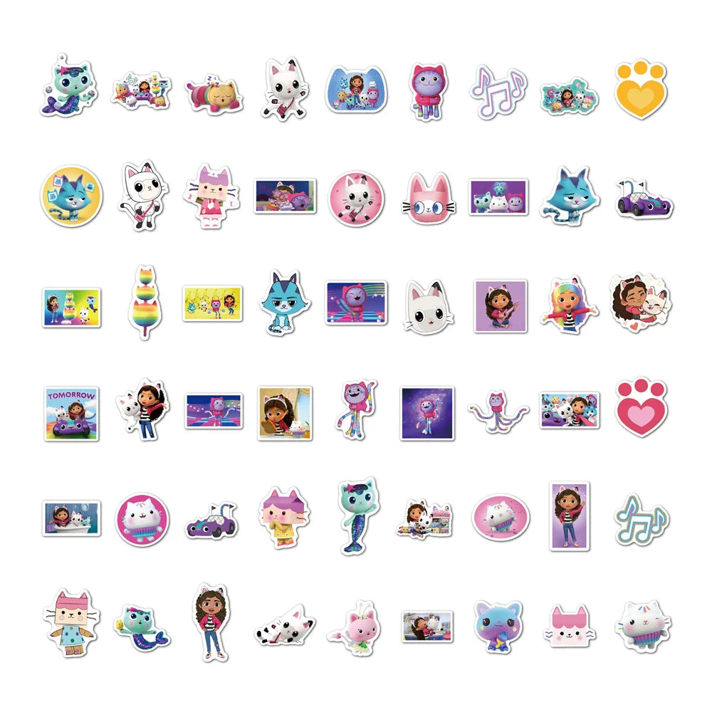 50PCS Gaby's Dollhouse Sticker Animation Waterproof Diy Graffiti Water Cup Notebook Luggage Sticker Painting