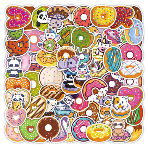 50PCS Cartoon Donut Sticker Graffiti Animal iPad Luggage Desk Notebook Computer Pattern Scrapbook Toy Decoration