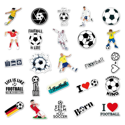 50PCS Football Sports Graffiti Cartoon Stickers Toy Luggage Laptop Car Computer Ipad Gift Skateboard Car Sticker