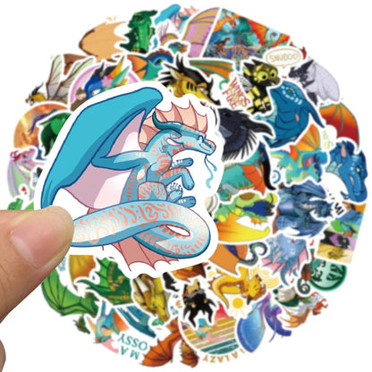 50PCS Popular Novel Wings of Fire Dragon Sticker for Laptop IPad Luggage Gift Journal Waterproof Sticker