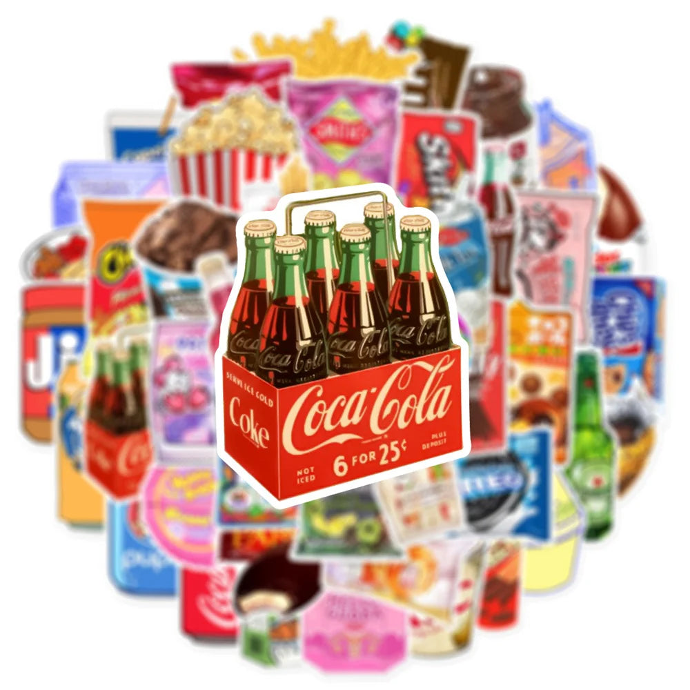 50PCS Snack Packaging Cartoon Trendy Graffiti Sticker Waterproof ToyNotebook  iPadPVCSticker