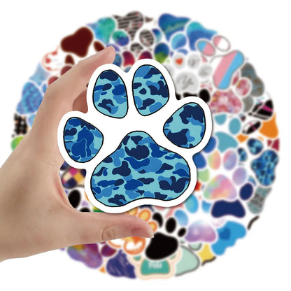 60PCS Dog Paw Sticker Cartoon Tablet Luggage Car  Water Cup Guitar  DIY Wall Sticker Personalized Toy Decoration