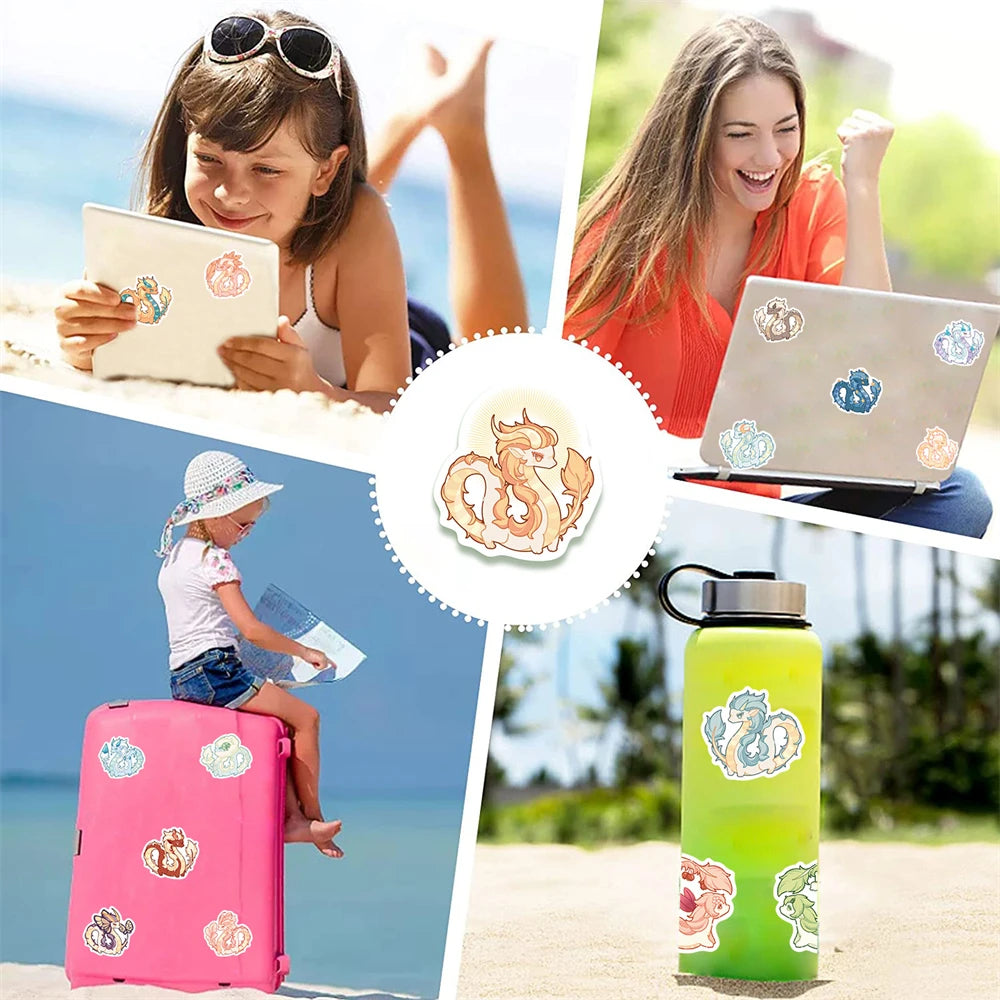 50 pieces of cartoon dragon graffiti stickers, suitable for bicycles, skateboards, cars, helmets, and laptop decorative sticker toys