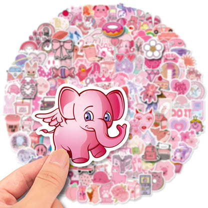 50PCS Card Pink Mixed Graffiti Sticker iPad Luggage Helmet Car  Guitar DIY Scrapbook Wall Sticker Toy Decoration